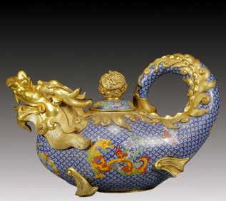 A Huge Cloisonne Dragon-Shaped Ewer