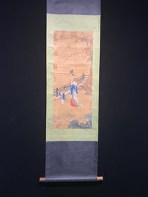 A Chinese Vertical Scroll Ink Painting of Figure on Silk,Leng Mei