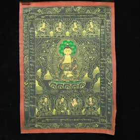 A Rare Brocade Painted Color Statue of Sakyamuni Tangka