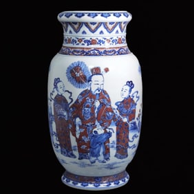 A Huge Blue and White Underglaze-Red Character and Story Pattern Vase