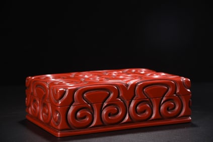 An Exquisite Carved Red Lacquer Ruyi Pattern With Cover Box