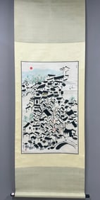 A Chinese Vertical Scroll Ink Painting of Landscape on Paper,Wu Guanzhong