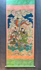 A Chinese Vertical Scroll Ink Painting of Figure on Silk,Wu Bin