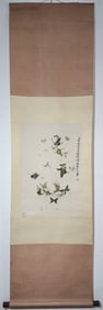 A Chinese Vertical Scroll Ink Painting of Butterfly on Paper,Qi Baishi