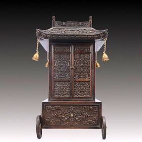 A Rare Zitanwood Lotus Pattern Box