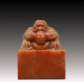An Exquisite Shoushan Stone Dragon Pattern Seal