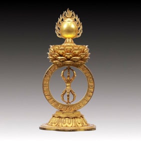 A Rare Gilt Bronze Vajry Pestle Ornament