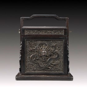 An Exquisite Zitanwood Auspicious Cloud and Dragon Pattern Box