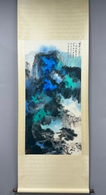 A Chinese Vertical Scroll Ink Painting of Landscape on Paper,Zhang Daqian
