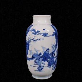 An Exquisite Blue and White Character and Story Pattern Vase