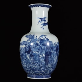 A Huge Blue and White Character and Story Pattern Vase