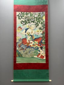 A Chinese Vertical Scroll Ink Painting of Figure on Silk,Yao Wenhan