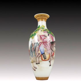A Precious Glass Famille-Rose Character and Story Pattern Vase