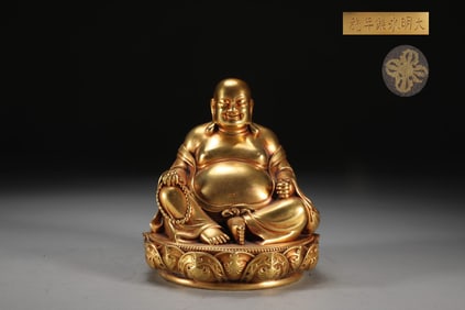 A Rare Gilt Bronze Statue of Maitreya Buddha