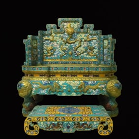 A Set of Huge Cloisonne Auspicious Cloud and Dragon Pattern Thrones