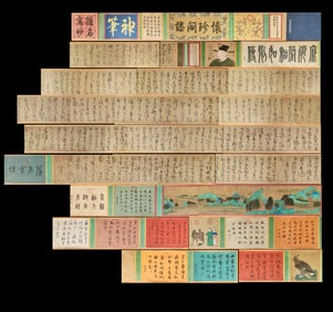 A Chinese Hand Scroll Ink Calligraphy on Silk,Huang Tingjian