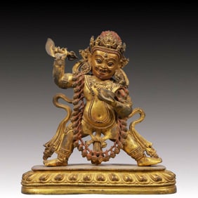 A Solemn Gilt Bronze Statue of Mammon