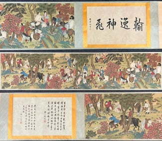 A Chinese Hand Scroll Ink Painting of Figure on Silk,Zhang Daqian