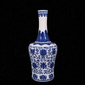 An Exquisite Blue and White Lotus and Eight Treasures Pattern Vase