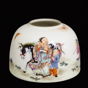 An Exquisite Famille-Rose Character and Story Pattern Painted Gold Water Pot