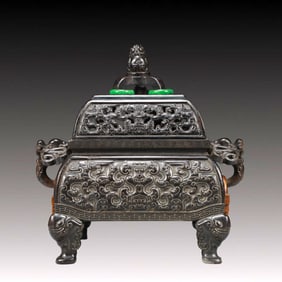 An Exquisite Zitanwood Dragon-Ears and Elephant-legs Censer