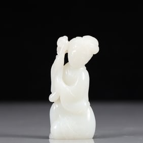 An Exquisite White Jade Character Ornament