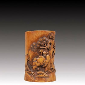 An Exquisite Bamboo Character and Story Pattern Brush Pot