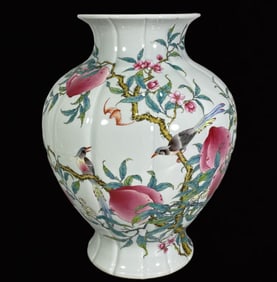 An Exquisite Famille-Rose Bats and Peach Pattern Vase