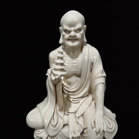 A Solemn Dehua white porcelain Statue of Arhat