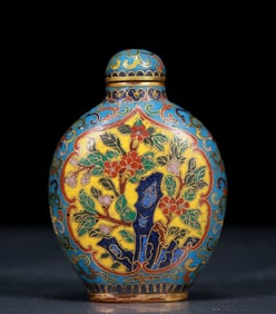 An Exquisite Cloisonne Lotus Pattern Snuff Bottle