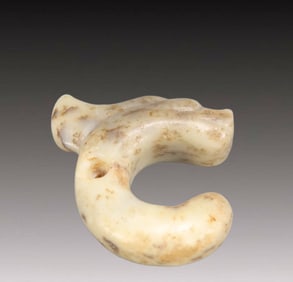 An Archaic Hongshan Culture Greenish Jade Pig and Dragon Pendant