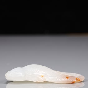An Exquisite White Jade Giant Salamander Ornament