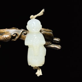 An Exquisite White Jade Figure Hand Piece