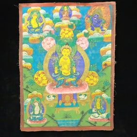 A Rare Brocade Painted Color Statue of Avalokitesvara Tangka