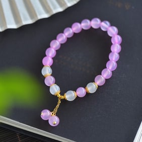 An Exquisite Sterling Silver-Gold Plated Inlaid Agate Bracelets