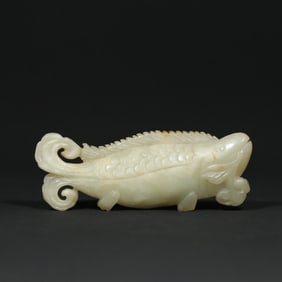 An Exquisite White Jade Fish Hand Piece