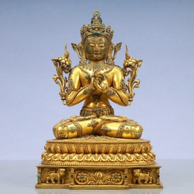 A Exquisite Gilt Bronze Statue of Vajra