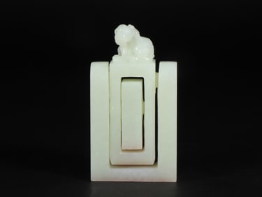 An Exquisite White Jade Auspicious Beast Seal