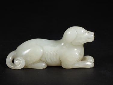 An Exquisite White Jade Dog Ornament