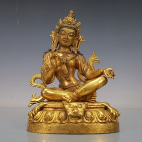 A Exquisite Gilt Bronze Statue of Avalokitesvara