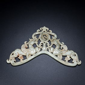 An Exquisite Archaic Jade Dragon Pattern Ornament