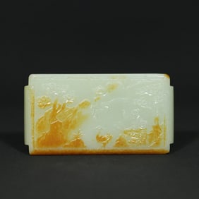 An Exquisite White Jade Landscape and Figure Pattern Ornament
