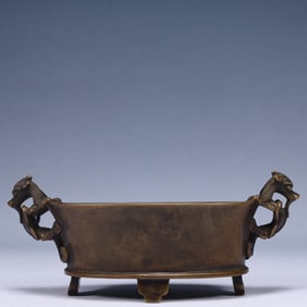 An Exquisite Bronze Double-Ears Censer