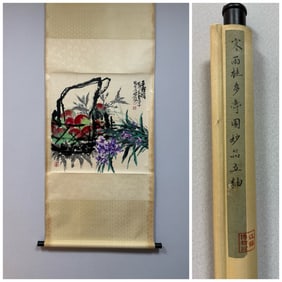 A Chinese Vertical Scroll Ink Painting of Flower on Paper