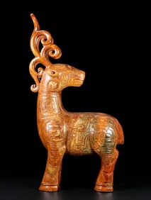 An Exquisite Archaic Jade Deer Ornament