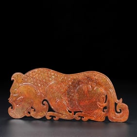 An Exquisite Archaic Jade Tiger Ornament