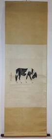 A Chinese Vertical Scroll Ink Painting of Horse on Paper