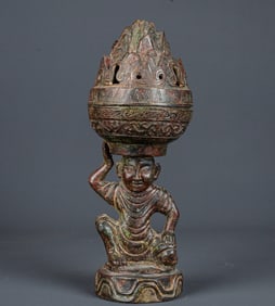 A Exquisite Bronze Figures-Form Censer