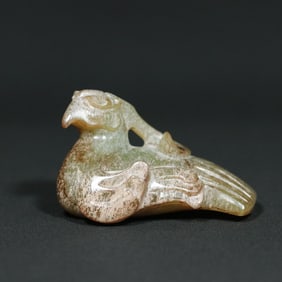 An Exquisite Archaic Jade Bird Ornament