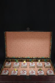 A Set of Fine Wucai Dragon and Phoenix Pattern Auspicious Beast Seal